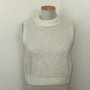 Italian angora blend sleeveless top sweater medium m ivory